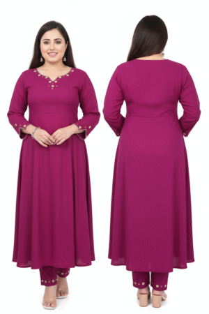 Women Embellished Georgette Anarkali Kurta (Pink) An Epitome of Grace & Elegance