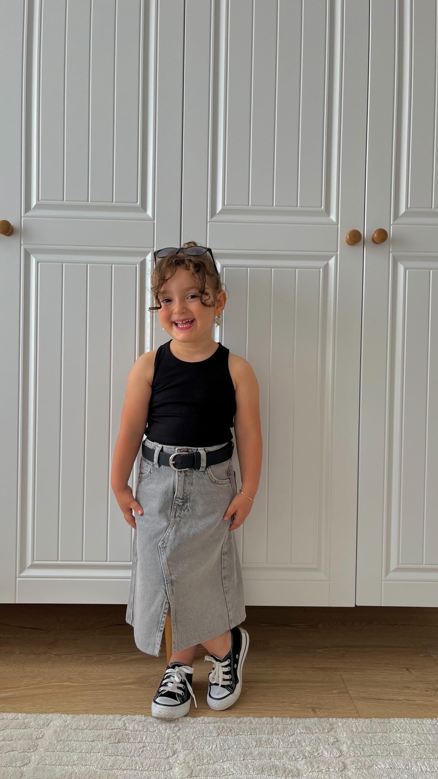 GIRLS DENIM STONE BLUE JUMPSUIT WITH WAIST BELT - Image 2