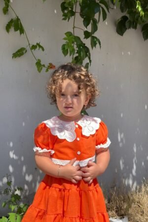 Little Ya Ya Love Sheila Cotton Scallop Collar Crop Skirt Set