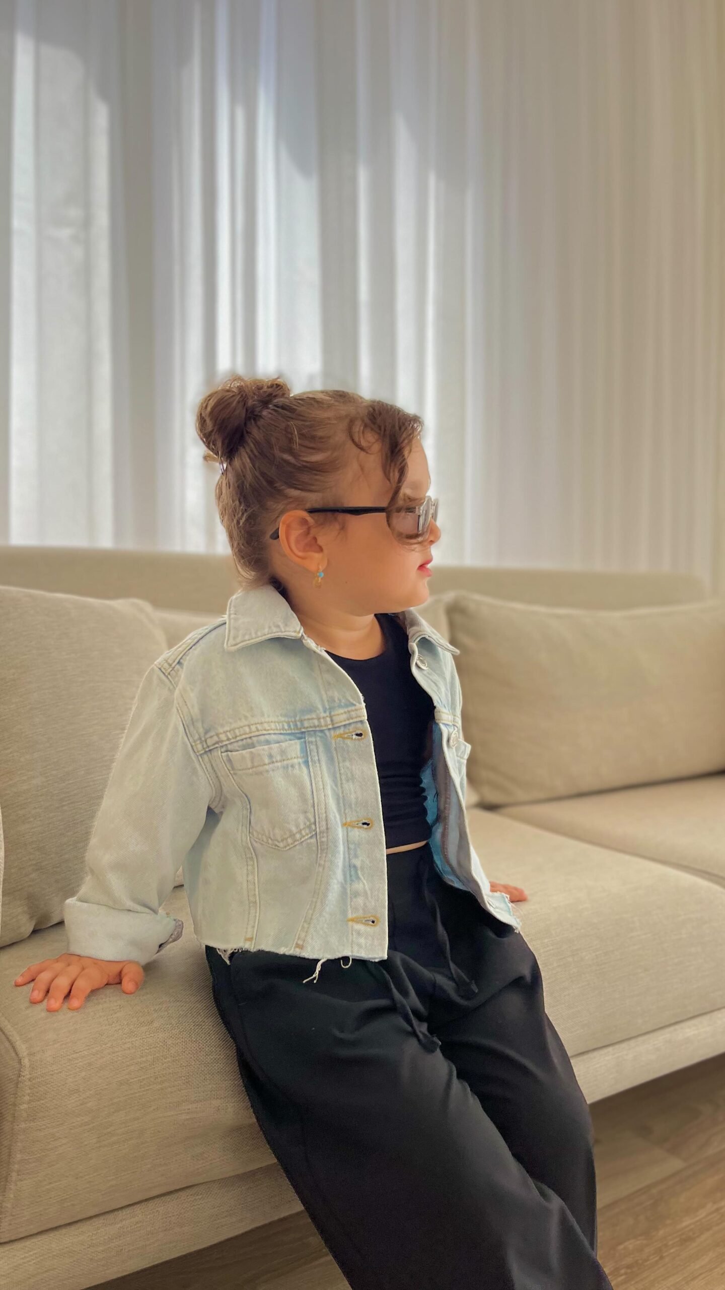 GIRLS DENIM STONE BLUE JUMPSUIT WITH WAIST BELT - Image 5