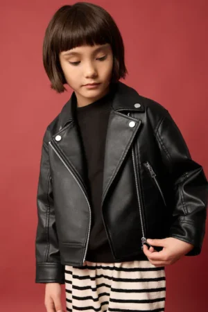 Black PU Biker Jacket