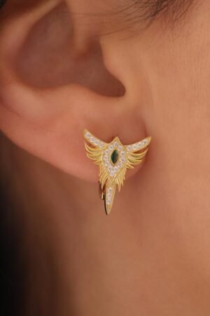 Phoenix Sword Earrings, Sterling Silver Rebirth Symbol, Mythical Jewelry