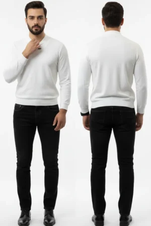 Turtle Neck Full Sleeve T-Shirt | White – Timeless, Classy, and Effortlessly Cool