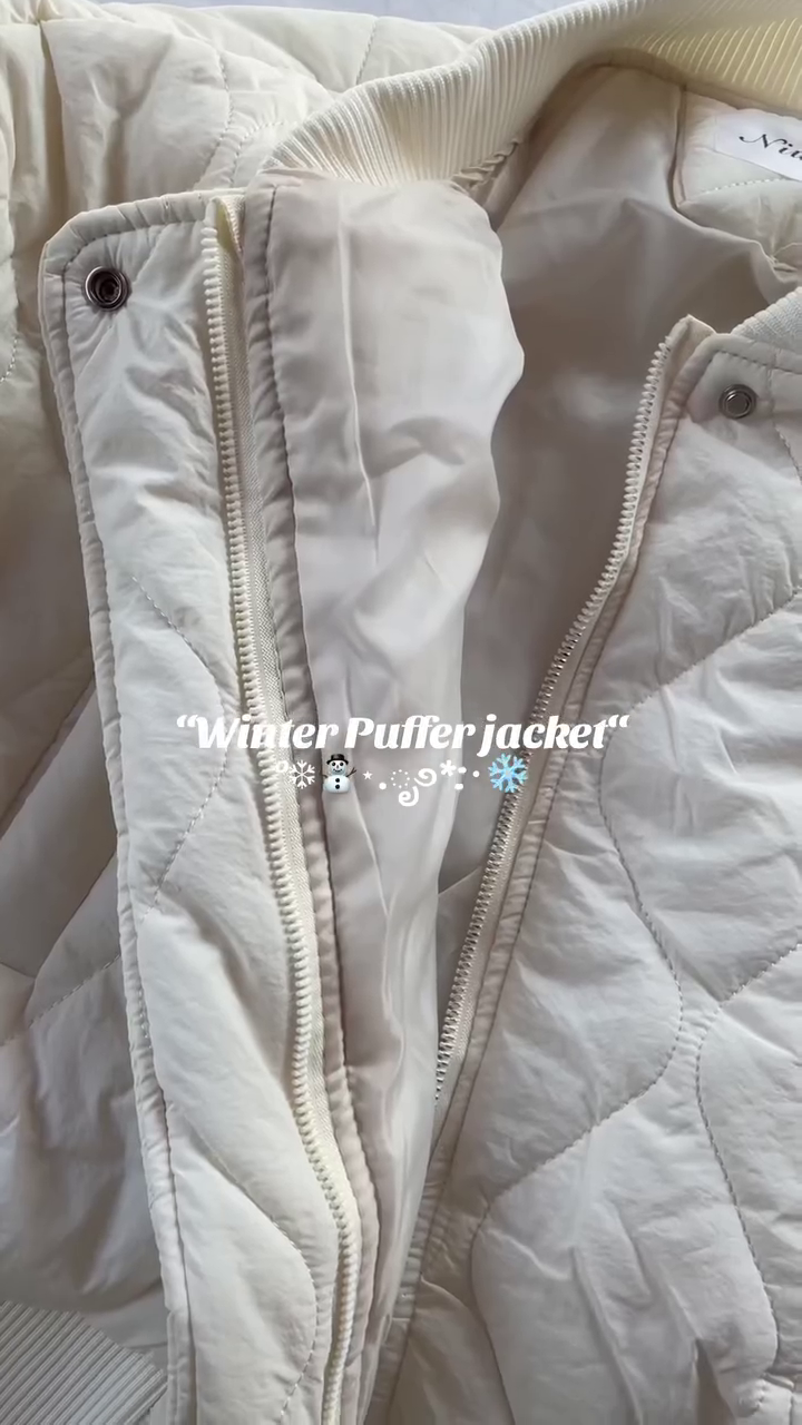 Classic White Quilted Winter Puffer Jacket - Image 4