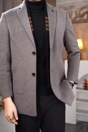 Men’s Classic Grey Wool-Blend Blazer