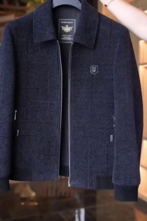 Men's Classic Textured Wool Blend Zip Jacket