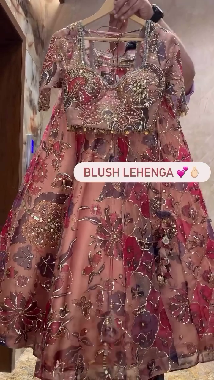 Rose Gold Net Sequins Embroidery Engagement Lehenga Choli – A Dreamy Celebration of Love & Luxury