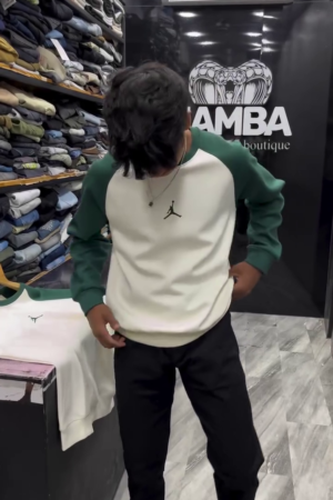 Relaxed Fit Typography Embroidered Raglan Sleeves Sweatshirt