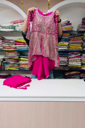 Magenta Lehenga with Zari & Mirror Work