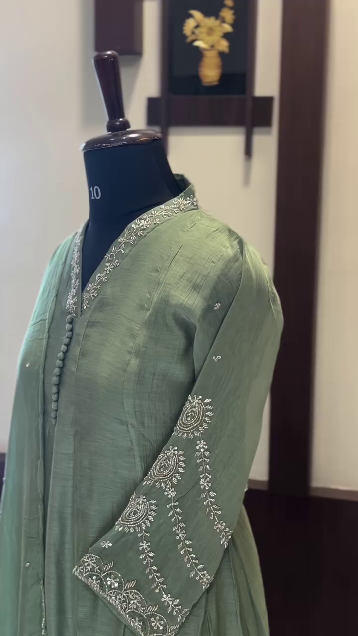 Silk Embroidered Kurta Set with Duptta for Women - Image 8