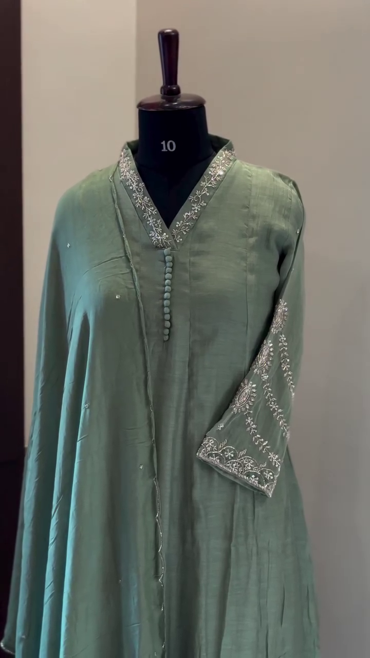 Silk Embroidered Kurta Set with Duptta for Women