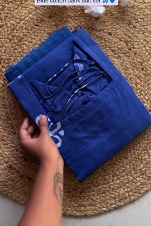 Indian Traditional Indigo Base Dabu Print Rayon Sewing Fabric Using Skin Friendly Vegetable Colors