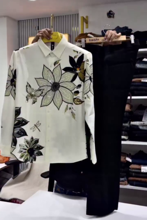 Creation Men's Exclusive Linen Fabric Position Print FULLSLEEV DESINER Shirt.