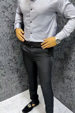 Men Grey Classic Regular Fit Solid Formal Shirt