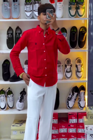 Men Oxford Bright Red Casual Shirt