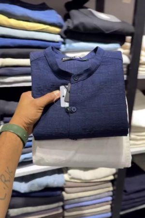 Men's Cotton Blend Solid Textured Kurta