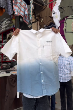 Men's Gradient Shirts Short Sleeve Printed Hawaiian Summer Beach Casual Button Down Shirt