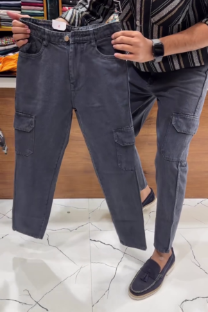 Boys Mid-Rise Mildly Distressed Light Fade Cargo Straight Fit Jeans