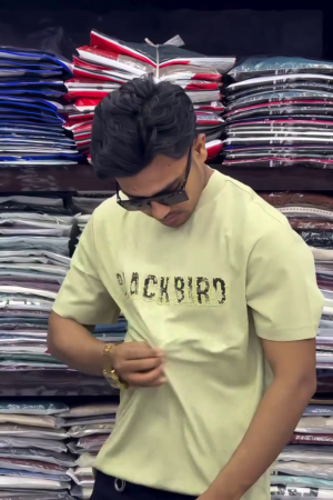 Men's Stylish Round Neck Textured 3/4th Sleeve Oversized T-Shirt