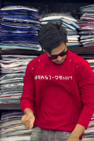 Men Red Printed Lifestyle Sweatshirt