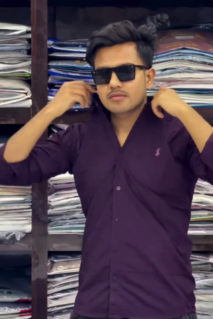 Pink Men’s Shirt Solid Cotton