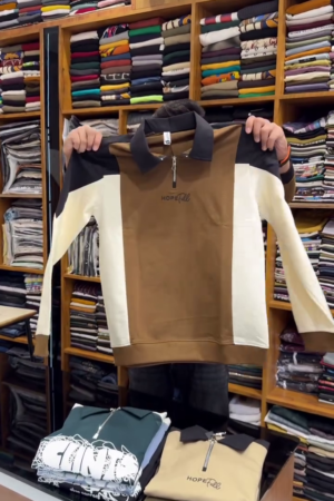 Mens || Printed || Polo Neck || Half Zipper || Full Sleeve || Cotton Blend