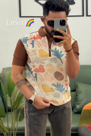 Men Comfort Fit Abstract Printed Spread Collar Cotton Casual Shirt