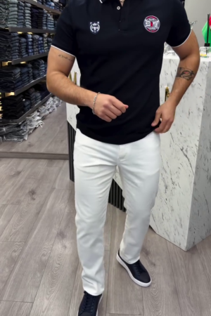 Polo Collar Short Sleeves Pure Cotton T-shirt