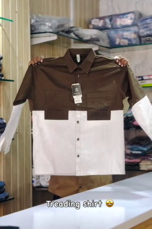 Cotton Print Detail Colour blocked Casual Shirt