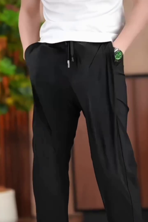 Men Side Slit Relaxed Fit Track Pants