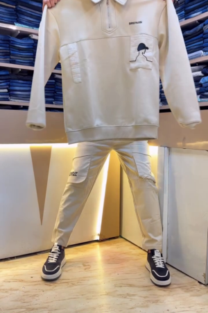 Men Printed Shirt Collar Long Sleeves Sweatshirt