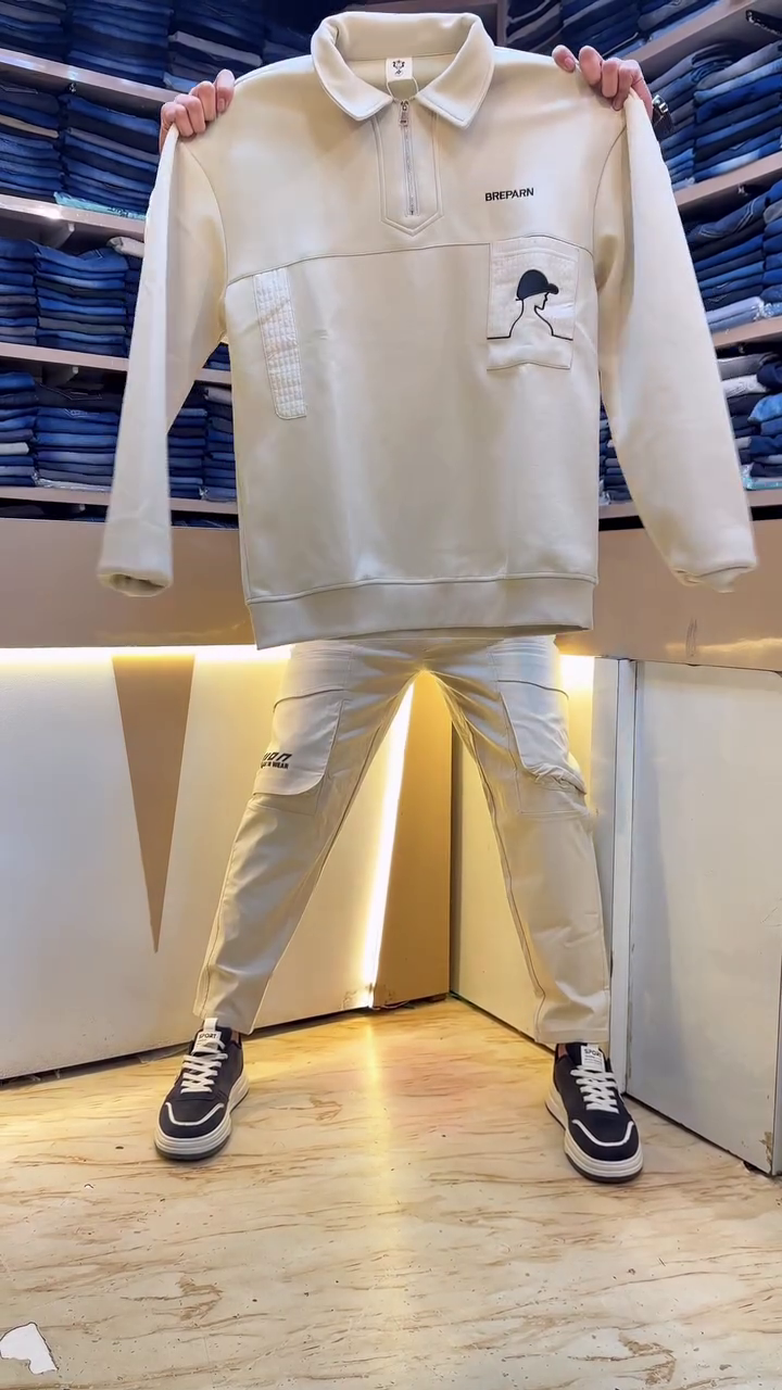 Men Printed Shirt Collar Long Sleeves Sweatshirt