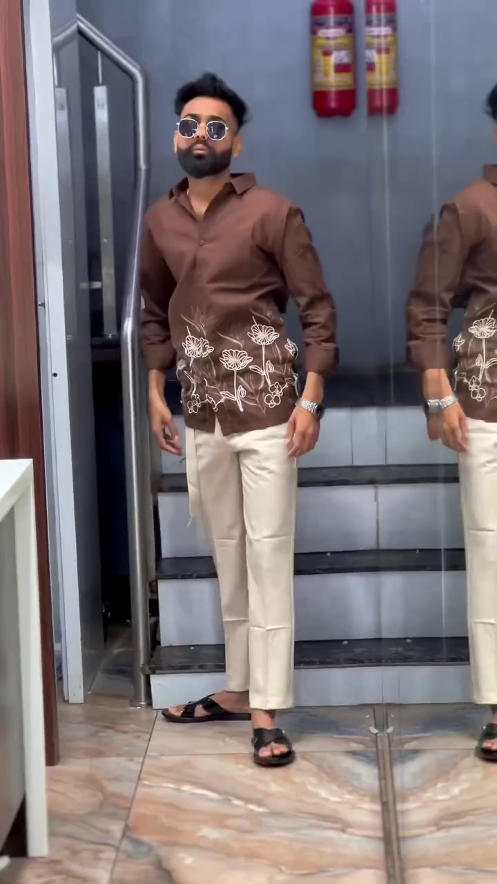 Self Design Pure Cotton Opaque Party Shirt - Image 12