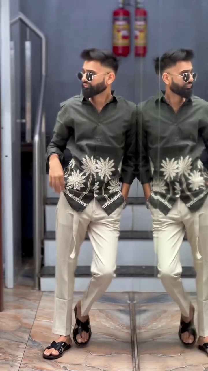 Self Design Pure Cotton Opaque Party Shirt - Image 9