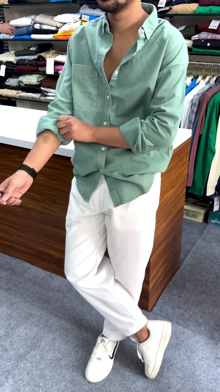 Regular Fit Button Down Corduroy Shirts - Image 4