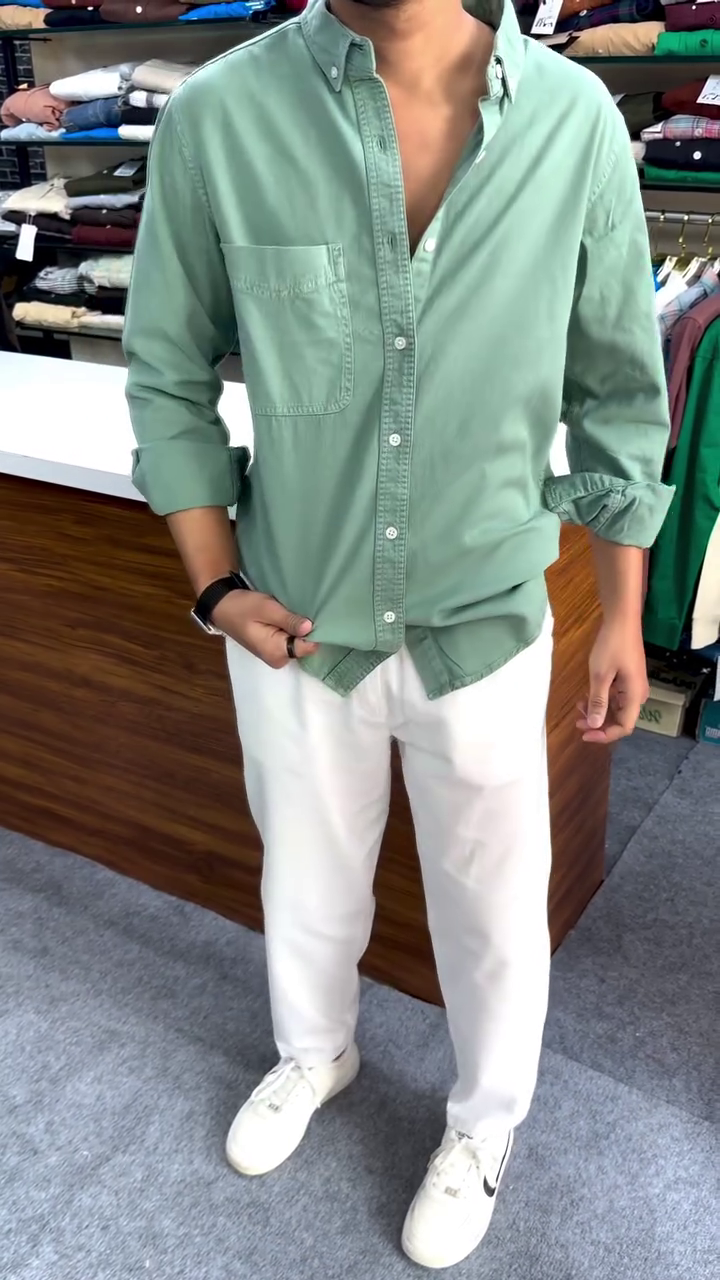 Regular Fit Button Down Corduroy Shirts - Image 3