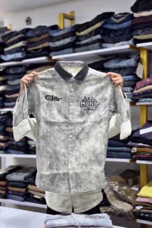 Men Printed Casual Cotton Shirt Double Pocket Trendy Fashionable Shirts with Spread Collar & Full Sleeves