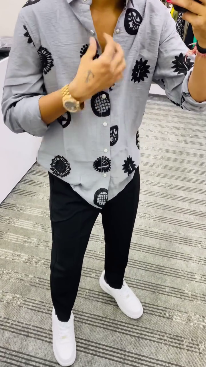 Men Smart Slim Fit Spread Collar Geometric Printed Casual Shirt - Image 5