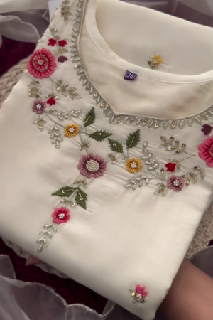 Women Ethnic Motifs Embroidered Mirror Work Kurta with Trousers & With