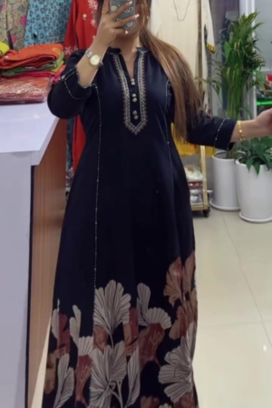 Floral Printed V-Neck Straight Kurta With Palazzos