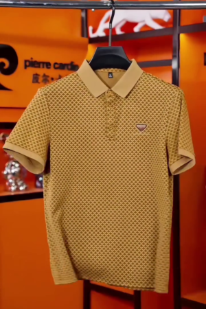 Men Printed Polo Collar Cotton Slim Fit T-shirt